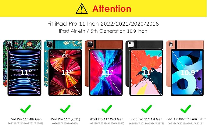 DTTO Case for iPad Pro 11 Inch 4th / 3rd / 2nd / 1st Generation 2022/2021/2020/2018,Premium PU Leather Folio Stand Cover with Hand Strap, Auto Wake/Sleep,Multiple Viewing Angles, Purple