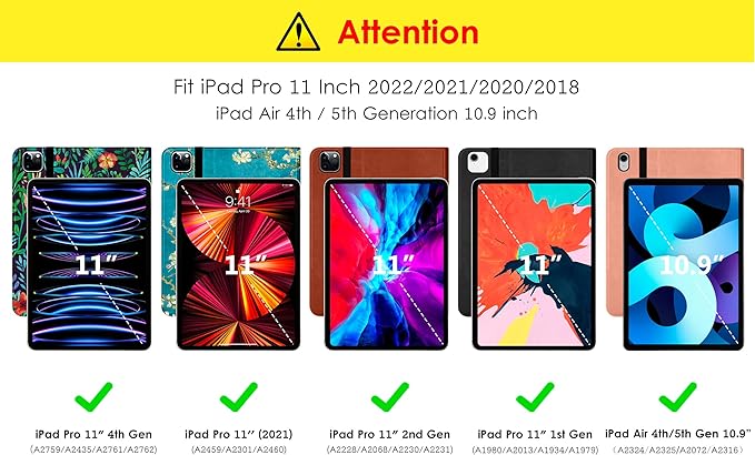 DTTO Case for iPad Pro 11 Inch 4th / 3rd / 2nd / 1st Generation 2022/2021/2020/2018,Premium PU Leather Folio Stand Cover with Hand Strap, Auto Wake/Sleep,Multiple Viewing Angles, US Flag