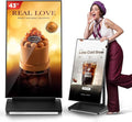 43 Inch Digital Signage Display, 4K 800 Nits UHD Full Screen LCD Advertising Kiosk, Portable Floor Standing Auto AD Player Android14 App-Based Control with USB/HDMI/WiFi