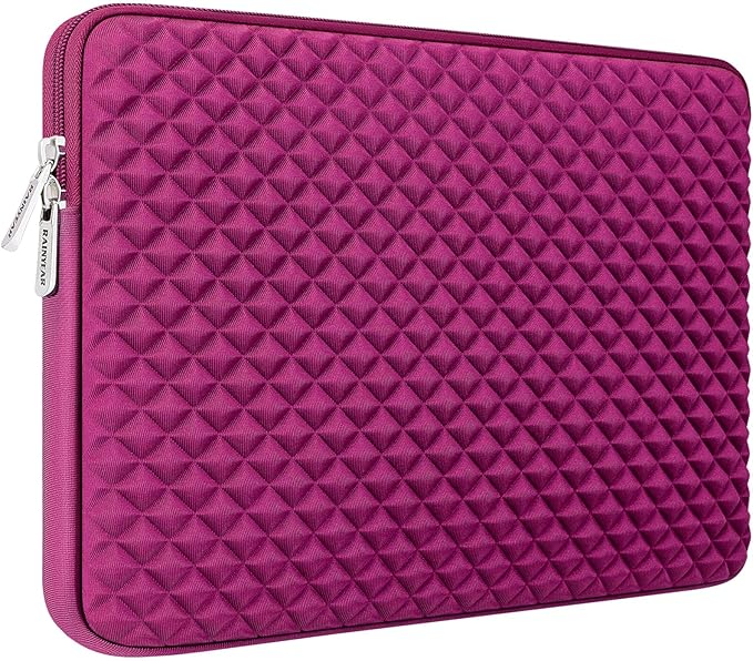 RAINYEAR 11 Inch Laptop Sleeve Diamond Foam Shock Resistant Neoprene Case Fluffy Lining Carrying Bag Compatible with 11.6'' MacBook Air Surface MacBook Neo A18 for 11" Computer Notebook (Rose Red)