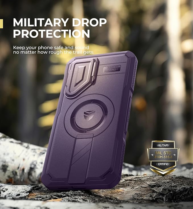 Dexnor for Samsung Galaxy S25 Plus Case with Camera Cover & Adjustable Kickstand & Built-in Screen Protector, Magnetic Rugged Shockproof Bumper Cases Heavy-Duty Protective Cover (2025),Phantom Purple