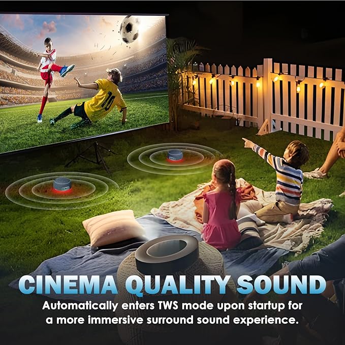 Dual Bluetooth Speaker Set with Magnetic Base & Phone Stand - TWS Stereo Sound, 10H Playtime, 3H with RGB Music Lights on - Wireless Speaker for Home Theater, Outdoor, TV Watching (BH132AE)