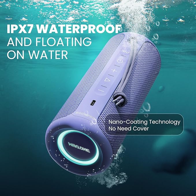 MIATONE Bluetooth Speakers 36W TWS Portable Speaker with Stereo Sound Bass, Bluetooth 5.3 Wireless USB Type C Outdoor, 5000mAh (Purple)