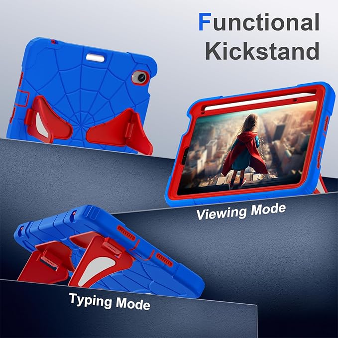 AKABEILA Compatible with Apple iPad mini 6 2021/iPad mini 7 2024 Tablet Case，Lightweight Shockproof Rugged Protective Cover with Kickstand for Kids Children Boys Babies Blue Red