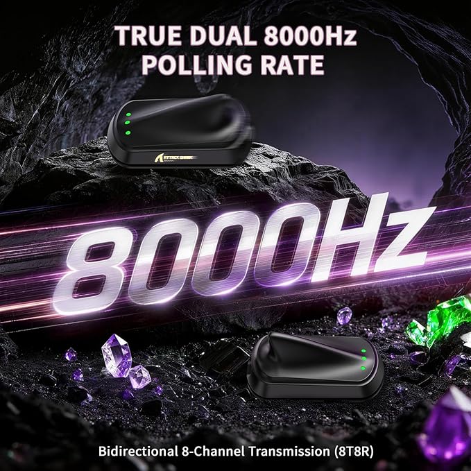 ATTACK SHARK X11Ultra 8K Carbon Fiber Wireless Gaming Mouse,Nordic 54L15 MCU,PAW3950MAX Sensor,59g Superlight,42000 DPI,BT/2.4Ghz/Wired Mouse with 100 Million Clicks,Programmable for Pc/Mac,Purple pro