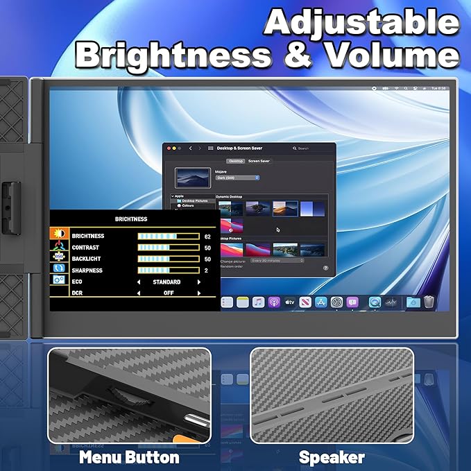 domyfan 14" Laptop Screen Extender, Ultra-Thin Portable Dual Laptop Monitor Extender with FHD 1080P IPS Display, Plug & Play via HDMI/USB-A/Type-C for 13-17" Laptops, Works with Windows/Mac/Android