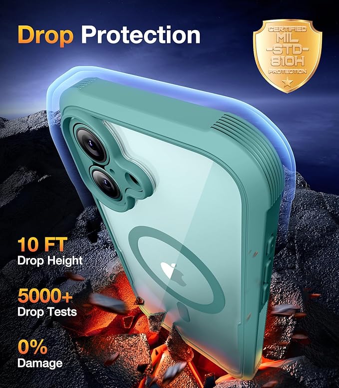 Diaclara Magnetic Designed for iPhone 17 Case 6.3 Inch Full Body Bumper,[Compatible with MagSafe] Military Drop Proof Cover with Built-in Touch Sensitive Anti-Scratch Screen Protector Green