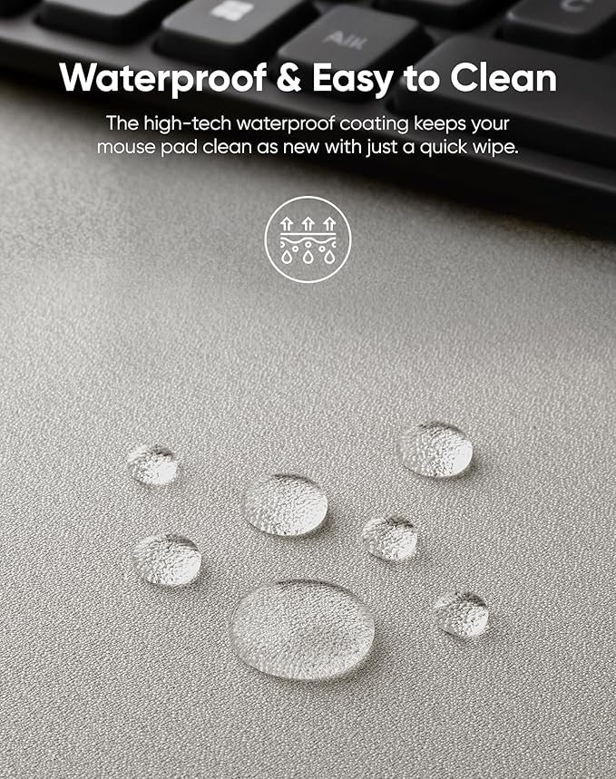 Reniteco Waterproof Large Gaming Mouse Pad with Durable Stitched Edges, Non-Slip Rubber Base, Grainy Jacquard Mouse Mat Desk Pad for Home Office Gaming, 31.5''x11.8''x0.12'', Matte Beige