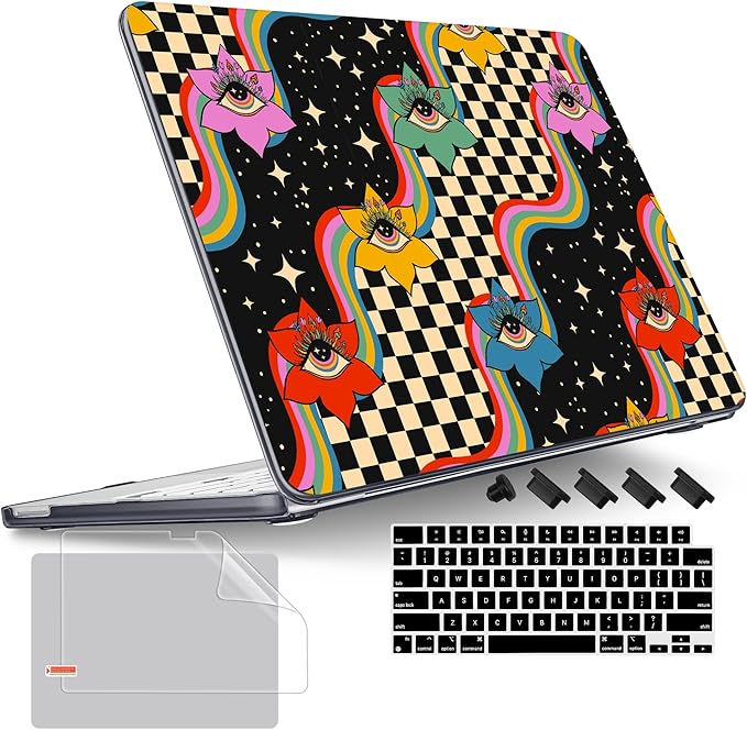 Tuiklol for 2026 MacBook Neo 13 Inch A18 Pro Chip Case, (Model A3404) Anti-Scratch Anti-Drop Slim Hard PC Shell Case with Shockproof Protective MacBook Neo Laptop Cover, Flowers & Eyes