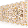 iCasso Desk Matt for Desktop, Cute Desk Pad Mat, XXL Large Mouse Pad, Anti-Slip Big Mousepad with Stitched Edges, Keyboard Pad Mouse Mat for Computer (Yellow Floral)