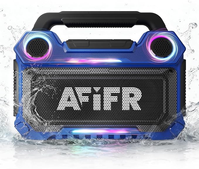Outdoor Bluetooth Speaker, 160W Loud Bass! Rugged, IP67 Waterproof, 24H Playtime with Lights, Wireless TWS Pairing Portable Speakers for Party, Outsides, Travel, Beach, Garage(Tide Blue)