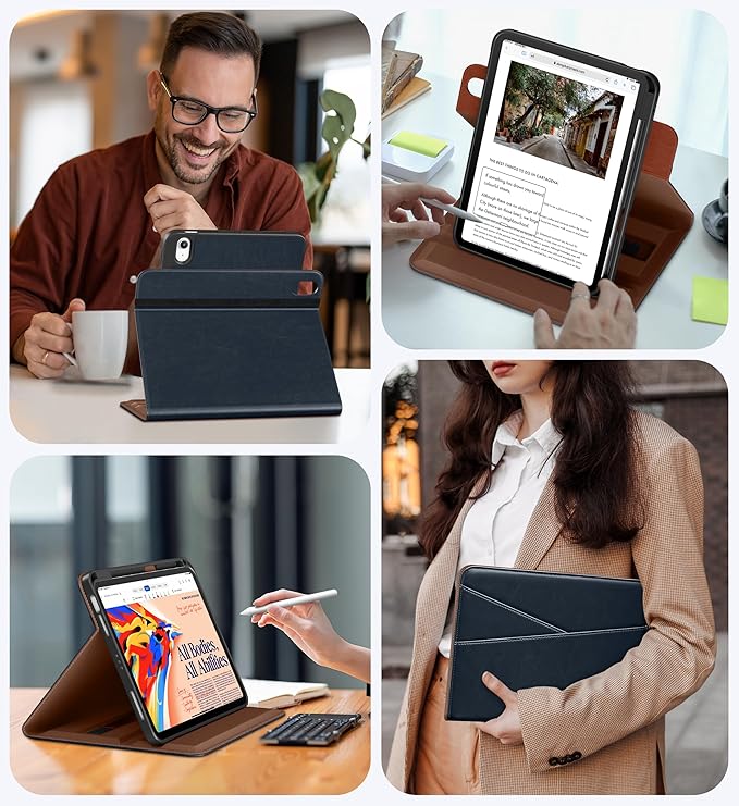 DTTO for iPad Air 11 inch Case M4 / M3 / M2 (2026/2025/2024), iPad Air 5th / 4th Gen (2022/2020), 360 Degree Rotating Premium Leather Folio Stand Cover with Pencil Holder, New Blue