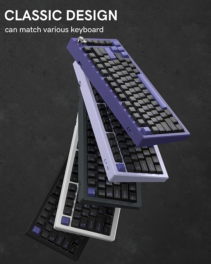 Womier Double Shot PBT Keycaps Set 138 Keys, Cherry Profile Custom Keycaps 60 65 75 100 Percent for 61/64/68/84/87/100/104/108 Retro Gaming Mechanical Keyboard, Black Purple