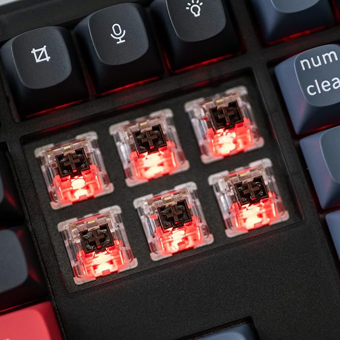 Keychron V6 Wired Custom Mechanical Keyboard, Full-Size QMK/VIA Programmable Macro with Hot-swappable Keychron K Pro Brown Switch Compatible with Mac Windows Linux (Frosted Black-Translucent)