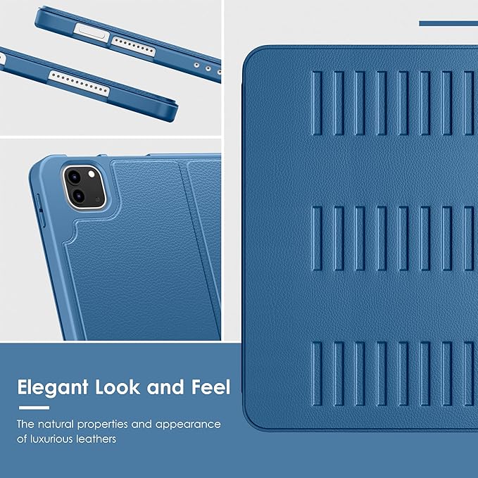 VIKESI Case for iPad Pro 12.9 6th / 5th / 4th / 3rd Generation Case 2022/2021/2020/2018,Multiple Angles Magnetic Stand Cover,Shockproof Soft Back,Pencil Holder,and Auto Sleep/Wake,Navy Blue