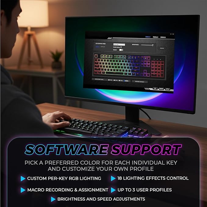 TECWARE Phantom 87 Key RGB Mechanical Gaming Keyboard | Outemu Brown Switch | 16.8M Color LED Lighting | 18 Pre-Set | Low Latency | N-Key Rollover | Software Customizable Keys | Wired USB Connection