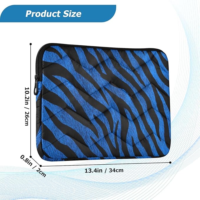 Laptop Case Sleeve, Blue Tiger Print Black Animal Shockproof Protective Computer Carrying Cover, Briefcase Handbags 15-16 inch Laptop Sleeve Bag