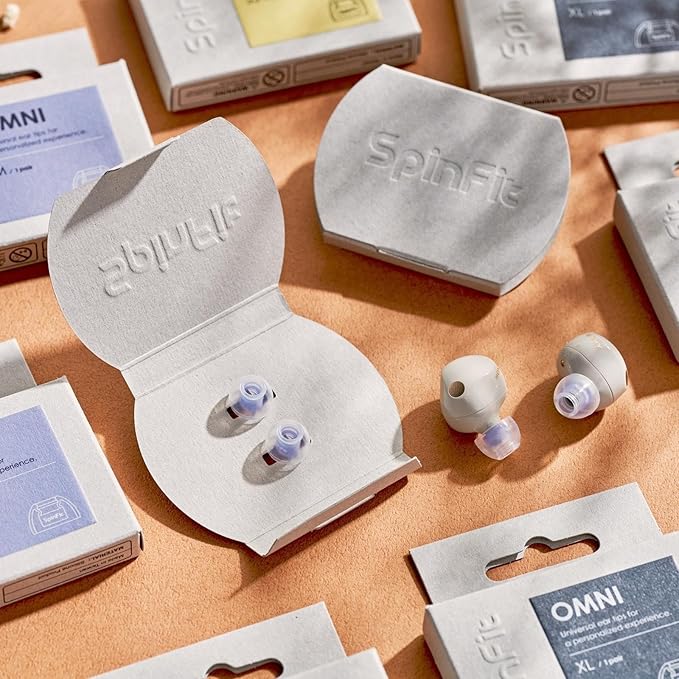 SpinFit Omni for True Wireless Earbuds & IEMs - S - Patented Silicone Eartips for Replacement (1 Pair) (3.7 mm Nozzle Dia.)