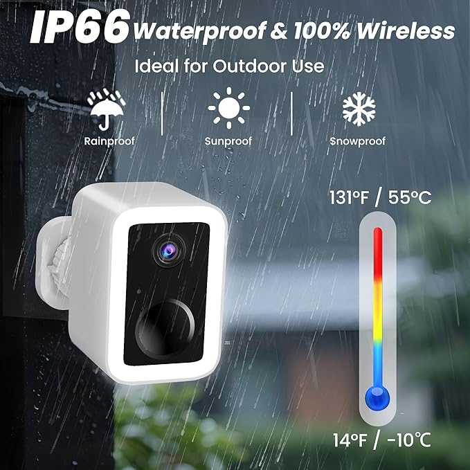 2K Security Cameras Wireless Outdoor, Free Cloud Storage, Integrated Spotlight & Siren, AI Motion Detection, 2-Way Audio, 1-6 Months Battery Life, Cameras for Home Security Support 5GHz WiFi, IP66