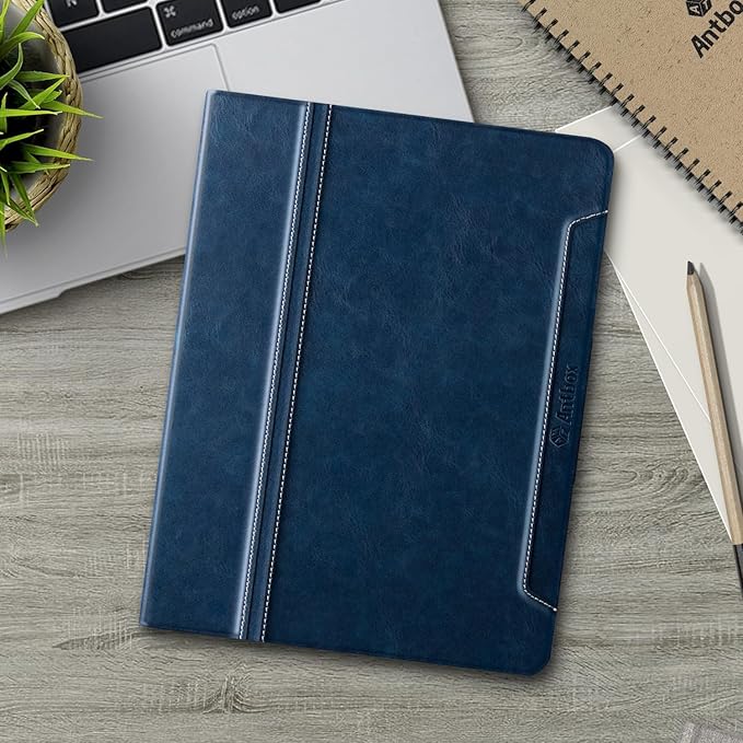 Antbox for iPad Air 13 Inch Case 2026 M4 /2025 M3 /2024 M2, Built-in Pencil Holder, Fully Supports Pencil Pro and Pencil (USB-C), Auto Sleep/Wake Function PU Leather iPad Air 13'' Cover (Blue)