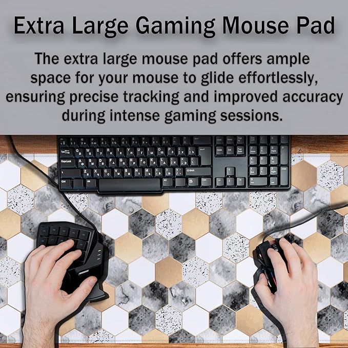 XXL Mouse Pad Desk Mat Large Gaming Mouse Pads Computer Mats 900X400 Mousepad Non-Slip Rubber Base Waterproof with Stitched Edges 35.4" X 15.7" for Game Office, Geometric Abstract