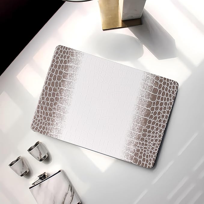 Compatible with Crocodile MacBook Air 13 inch Case 2021 2020 2019 2018 M1 A2337 A2179 A1932, Textured Elegant Luxury Aligator Skin Snakeskin PU Leather Hardshell & Keyboard Cover, Brown White