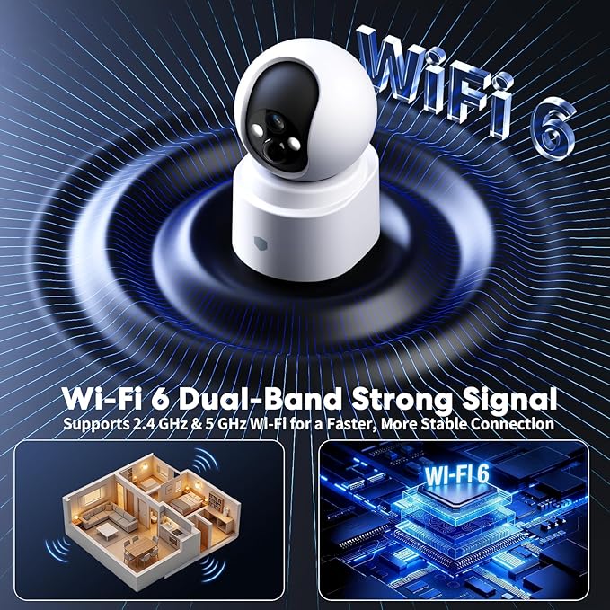 Noonkey Battery Powered Wireless Indoor Security Camera, 4MP HD Pan/Tilt Pet Camera w/ 6000mAh Rechargeable, 5G&2.4G WiFi 6,Motion Detection, Color Night Vision, 2-Way Talk, Home/Pet/Baby Monitoring