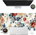 Large Gaming Mouse Pad for Desk,Vintage Botanical Flower Bunch Desk Mat,Beautiful Flowers Desk Pad,31.5"x15.7" Extended Big Computer Keyboard Mouse Pad with Non-Slip Base and Stitched Edge