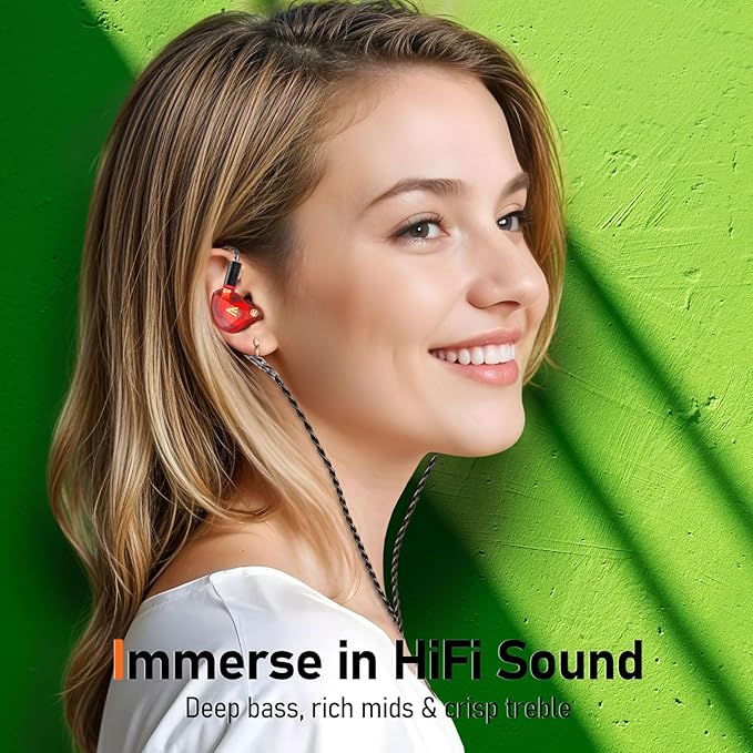 Vibes 202M Wired Earbuds - HiFi in Ear Monitor Headphones - Noise Isolating Ear Buds w/ Mic - Clear Sound, Deep Bass & Comfort-Fit Gaming Earphones - MMCX to 3.5mm & Silver Plated Cord, Carrying Case