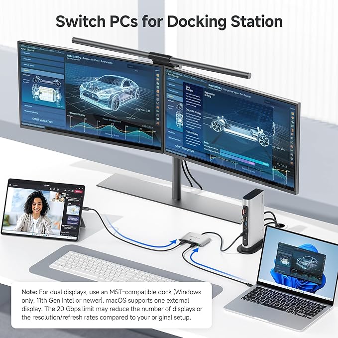 Cable Matters 20Gbps USB C Switch for 2 Computers, 140W PD, Up to 8K@30Hz on Windows, 4K@60Hz on macOS, Sharing One USB-C/Thunderbolt 4 Monitor or Dock (Not for Dock with an Attached Cable)