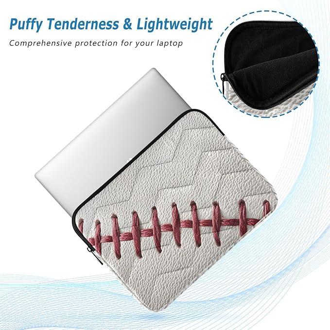 Baseball Laptop Case Sleeve, Baseball Texture Retro Red White Shockproof Protective Computer Carrying Cover, Briefcase Handbags 13-13.3inch Laptop Sleeve Bag