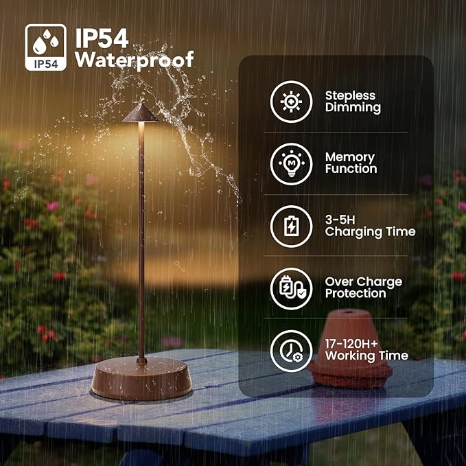 Rechargeable Cordless Small Table Lamp,6000mAh Battery Operated,LED Touch Dimmable Modern TableTop,Portable Outdoor Wireless Bedside Night Light for Restaurant/Dining/Bedroom/Living Room/Coffee(Brown)