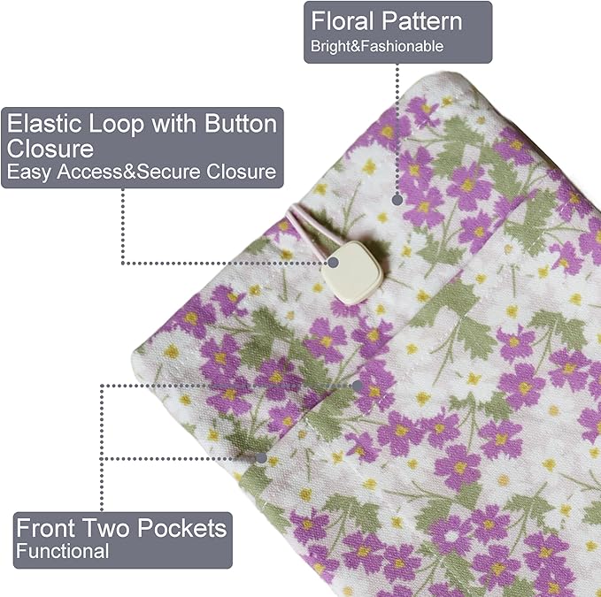 Padded eReader Sleeve Tablet Bag Pouch for eReader Paperwhite, Colorsoft,Signature Edition, Voyage,Scribe/Kobo eReader,Floral Book Protector for Paperbacks and Small Hardcovers(Purple, Small)