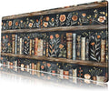 Library Desk Mat Dark Academia Large Mouse Pad Forest Book Nature Floral Gaming Mousepad XL Vintage Aesthetic Desk Pad 31.5 x 11.8 in Laptop Computer Keyboard Mouse Mat Accessories Decor