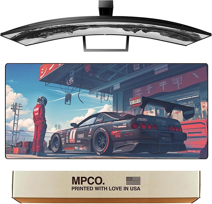 MPCO. Original Large Gaming Desk Mat – 36" x 17" Duraglyde Manga Motors Sanjis-Supra Full Desk Mouse Pad for Smooth Precision – Non-Slip, Washable Extra-Large PC Mouse Pad for Gaming Sessions