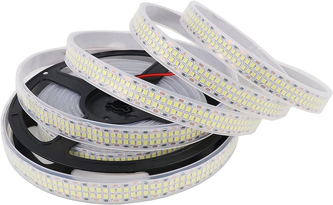 LEDENET LED Strip Lights Cold White 6500K 16.4ft Double Row 2835 SMD 2400LEDs DC 12V Daylight Bright LED Tape Light Flexible Dimmable Ribbon Lamp 5M Waterproof IP67 Outdoor Lighting Decor