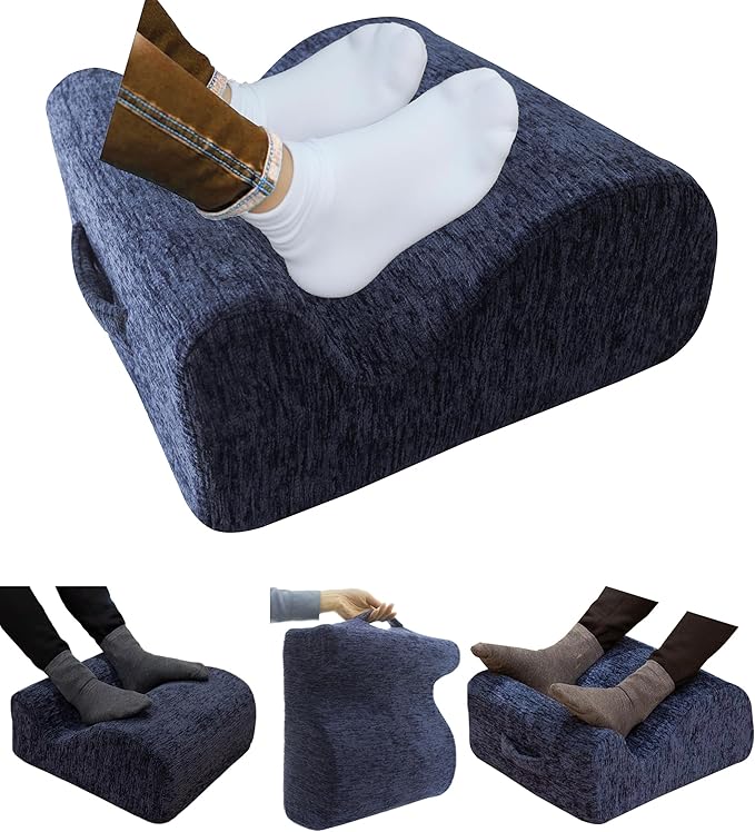 Ergonomic FootstoolTwo-Way Tilt Design with Heel & Arch SupportWide Non-Slip Foam Footrest with 3-Point Support, Removable Washable Cover for Office/Home, for Prolonged Sitting & Under-Desk Use