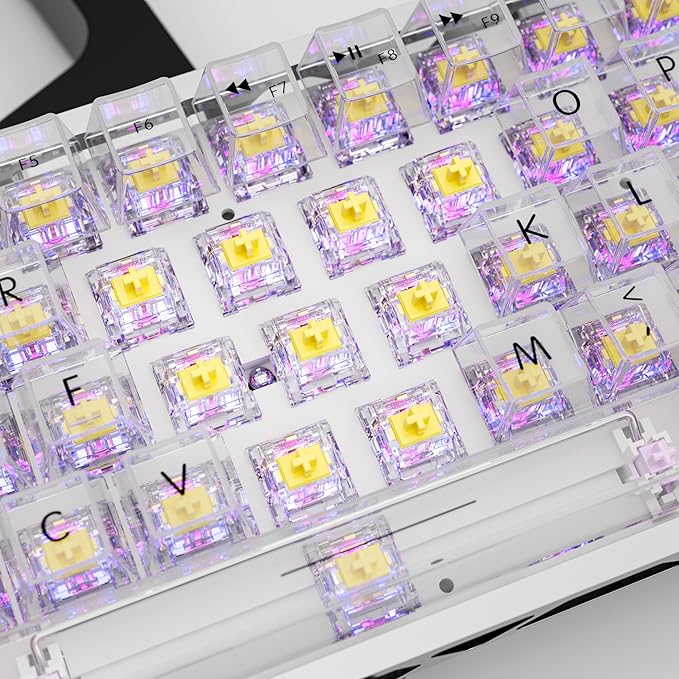 Zhouwang Crystal Yellow Switch Mechanical Keyboard Replacement,3 Pin Linear/Accurate Typing/Dustproof/RGB Transparent Gaming Keyboard Switches(108Pcs)
