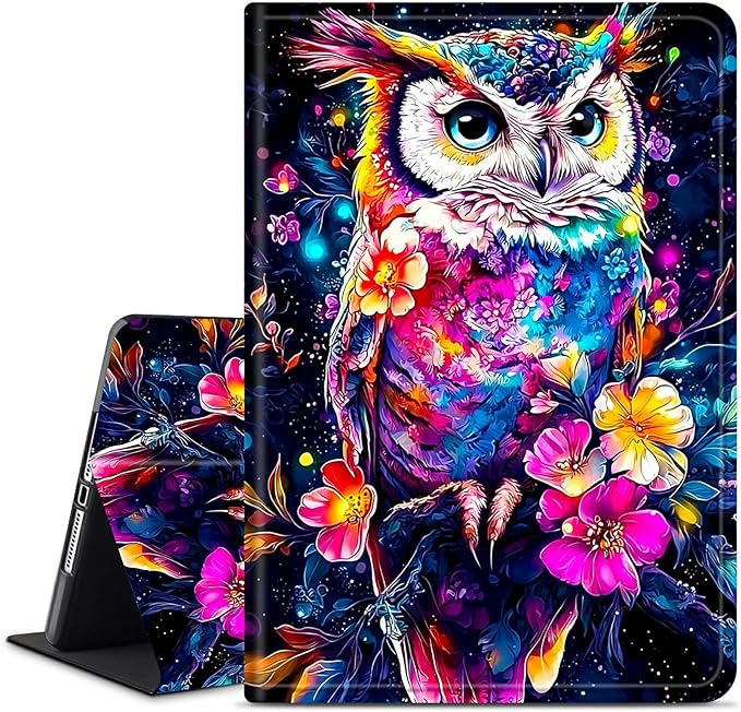 for Amazon Kindle Fire HD 8 (8th/7th/6th Generation, 2018/2017/2016 Release) 8" Tablet Case, Slim Kickstand Stand Leather Smart Cover with Auto Wake/Sleep, Flower Owl