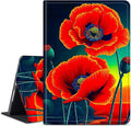 for Amazon Kindle Fire HD 8 & HD 8 Plus(12th/10th Generation, 2024/2022/2020 Release) 8" Tablet Case, Slim Kickstand Stand Leather Smart Cover with Auto Wake/Sleep, Red Flower