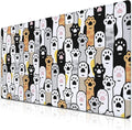 Office Desk Pad Cat Paws Cute Mouse Mat Large Gaming Mouse Pads Desk Mouse Pad Long Desk Pad Non-Slip Rubber Base Waterproof with Stitched Edges 35.4 X 15.7 for Game Office,