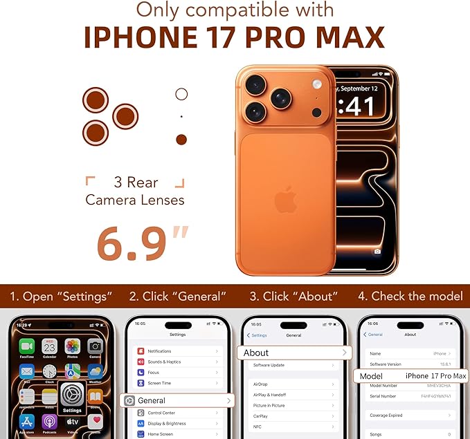 BERFY for iPhone 17 Pro Max Case, Compatible with MagSafe, Built-in Glass Screen Protector, Camera Protection, Shockproof Full Body Phone case 6.9", Clear
