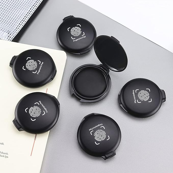 2 Pack Thumbprint Fingerprint Ink Pad for Notary Supplies Identification Security ID Fingerprint Cards Law Enforcement Fingerprint Black Stamp Ink pad