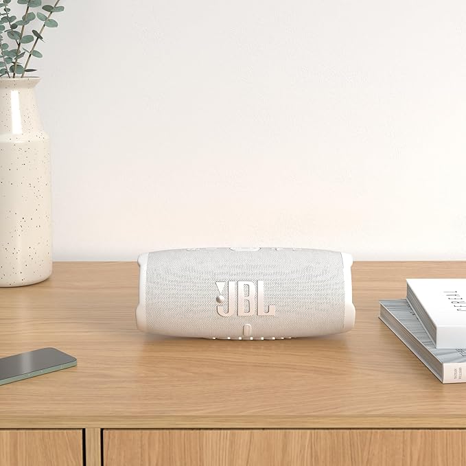 JBL CHARGE 5 - Portable Waterproof (IP67) Bluetooth Speaker with Powerbank USB Charge out, 20 hours playtime, JBL Partyboost (White)