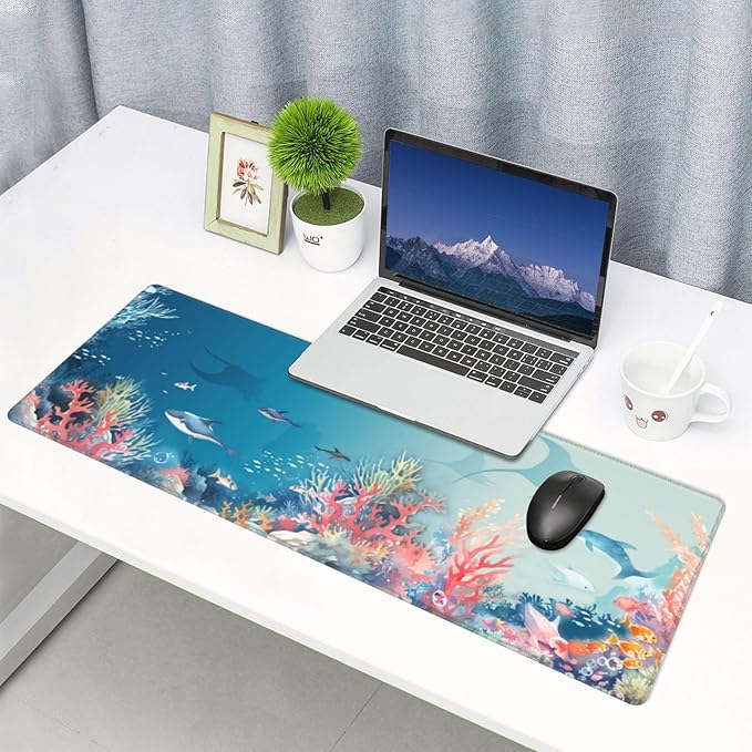Underwater World Mouse Pad XL Large Mousepad Non Slip Rubber Base Desk Mat for Laptop Computer Gaming 31.5" X 12"