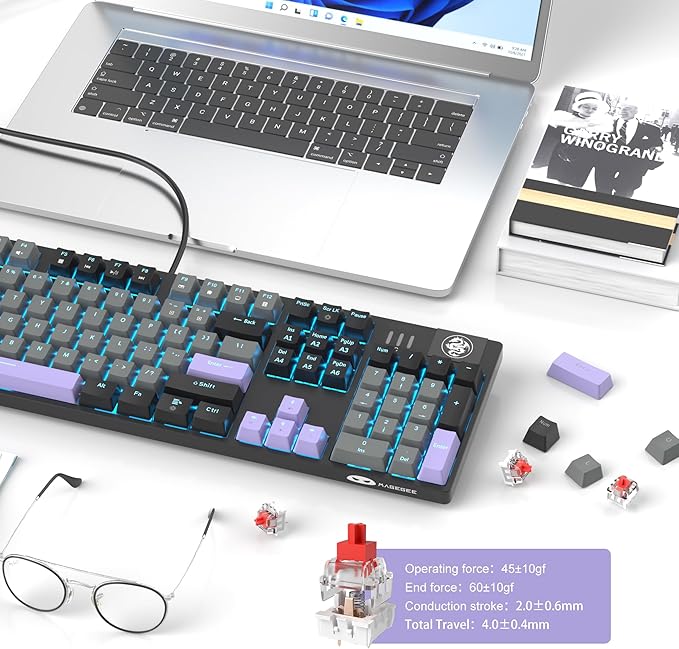 MageGee Mechanical Gaming Keyboard, Wired USB RGB Backlit Keyboard, 104-Key 100% Anti-Ghosting Mechanical Keyboard with Red Switches, Side-Printed Keycaps for Windows PC & Mac