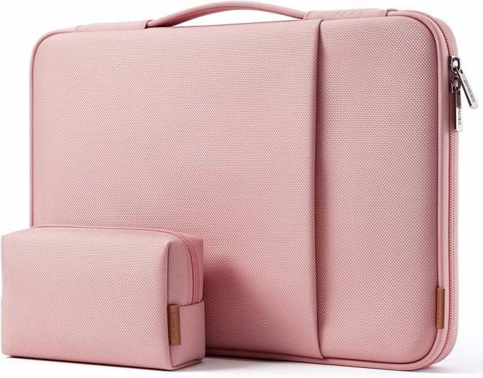 DOMISO 17.3 inch Laptop Sleeve Case Water Resistant Shockproof Protective Computer Bag for 17.3" Notebook/IdeaPad/LG Gram/HP Pavilion Envy 17/MSI with Accesory Bag,Pink