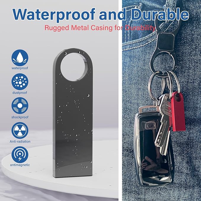20 Pack 1GB USB Flash Drive with Keychains, Wooolken Sleek Metal USB 2.0 Thumb Drives Memory Stick for PC Laptop Computer(Sliver)