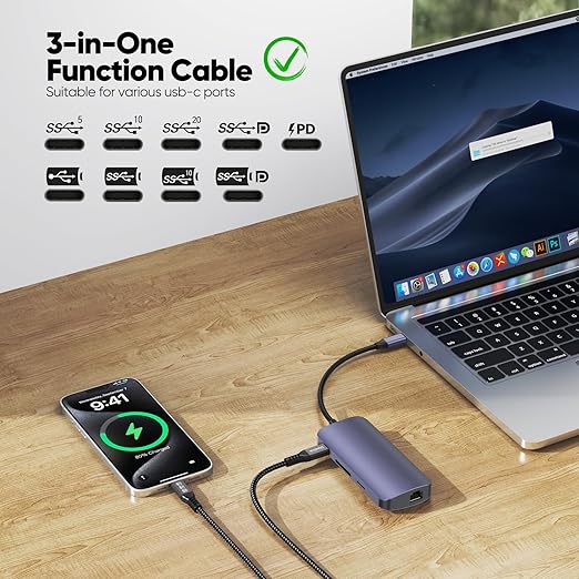 USB C 3.2 Gen 2 Cable 10ft, 4K@60Hz/ 20Gbps/ 100W Type C Video Display Monitor Cord, USBC High Speed Data Transfer/Fast Charging for Monitor HDTV Laptop Docking Station and More