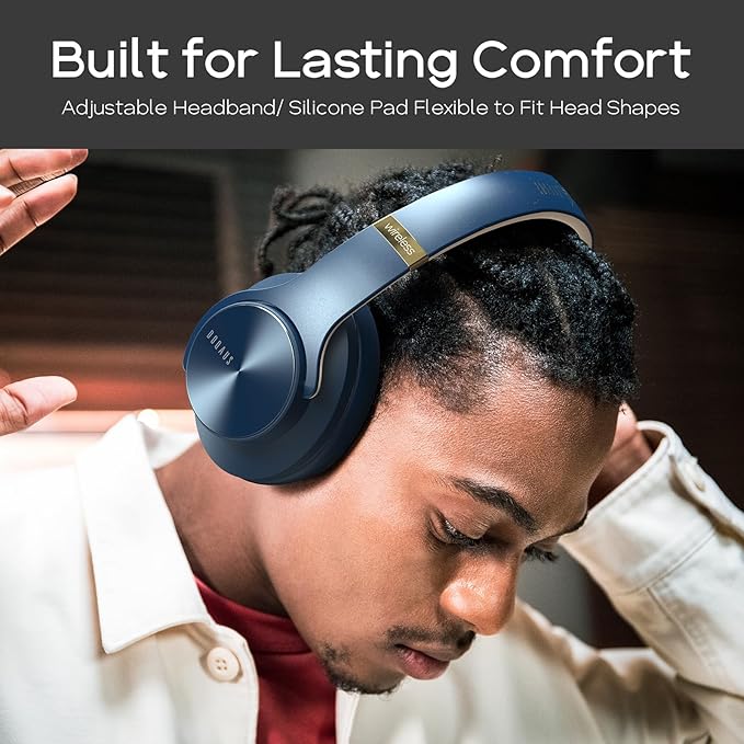 DOQAUS Bluetooth Headphones Over Ear, 90H Playtime, 3 EQ Modes, HiFi Audio, ENC Mic, Reinforced Durable Frame & Soft Earpads for Extended Wear, Phone, PC, Travel